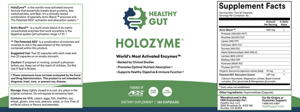 Healthy Gut HoloZyme 180 Capsules